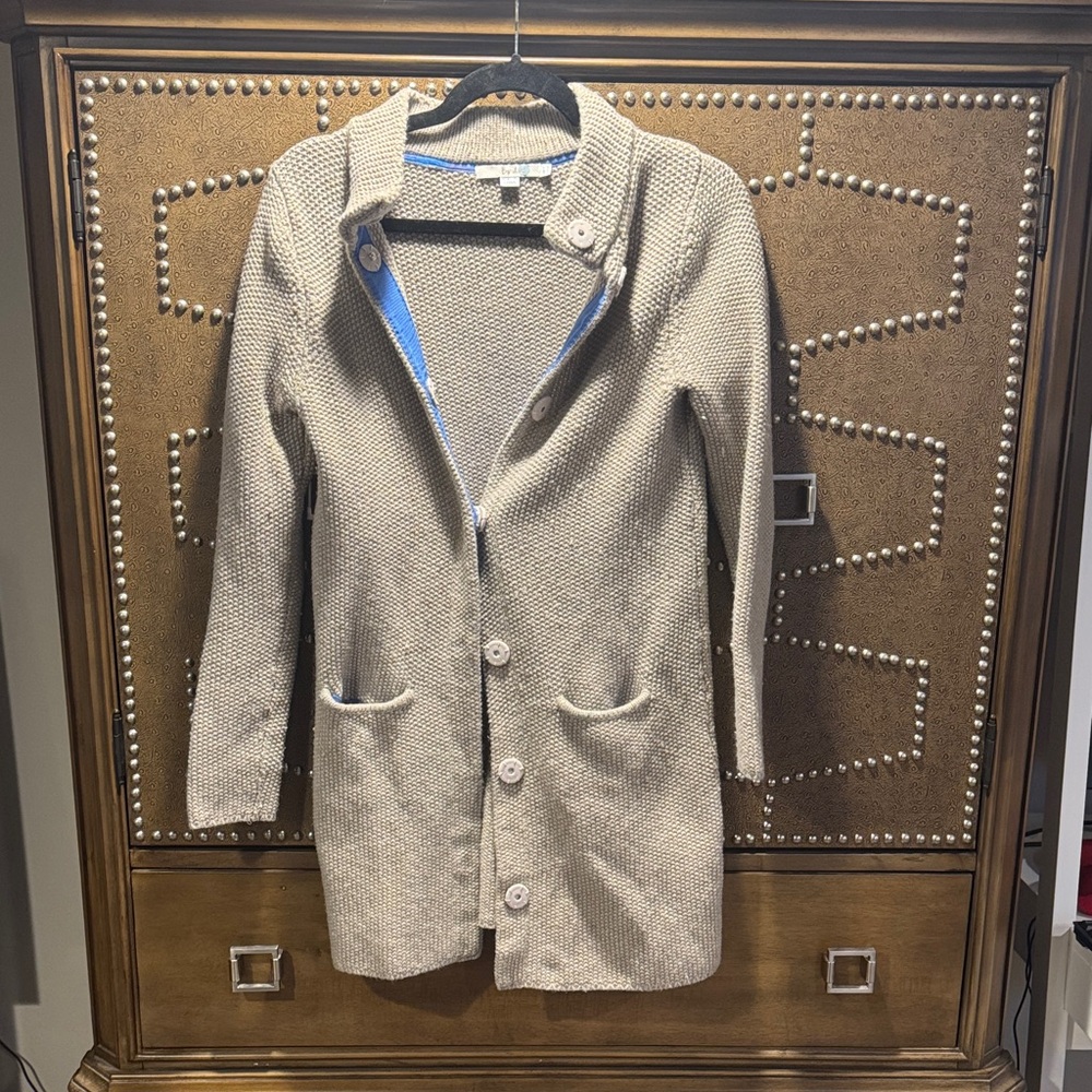 Boden Beige Knit Trench Coat